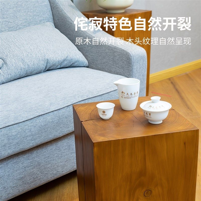 侘寂风深胡桃实木墩根雕茶几民宿酒店玄关展示台树桩矮凳架