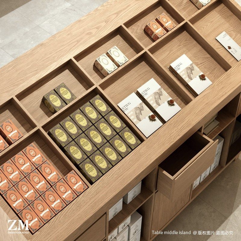 中岛台柜茶叶店礼品展示柜货架文创旅游商品特产陈列架中间摆放