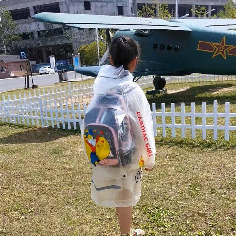 时尚儿童雨衣加长背包女童男童小童防大雨上学书包雨披