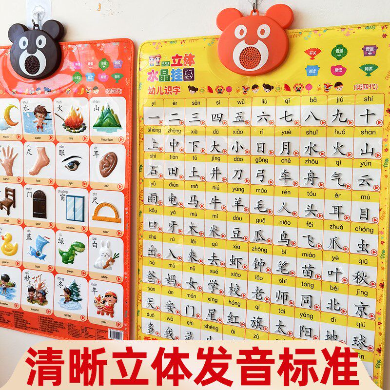 宝宝看图识字表墙声挂图幼小衔接幼儿童年级认字卡启蒙