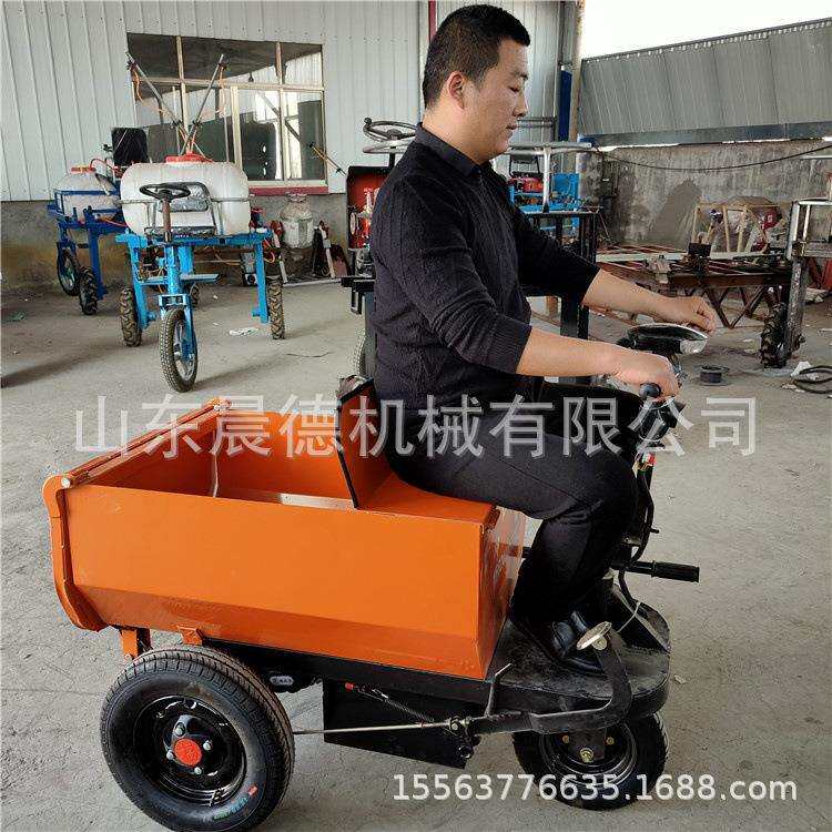 电动手推翻斗车 建筑工地推灰推沙车小骑兵混凝土灰斗车