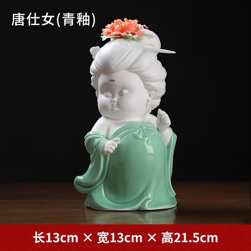 唯美唐朝仕女摆件新中式古风客厅电视柜酒柜博古架家居装饰艺术品