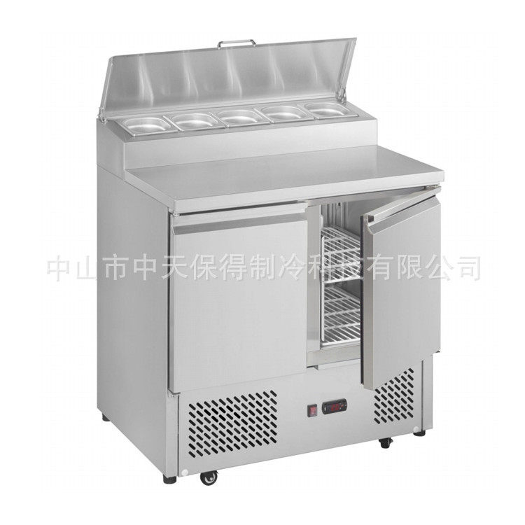 欧款披萨撒料台披萨冷藏操作台工作台冰箱商用风冷比萨沙拉保鲜柜