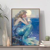 美鱼数字油画填充填色丙烯手绘纯手工涂色油彩装 饰画级感