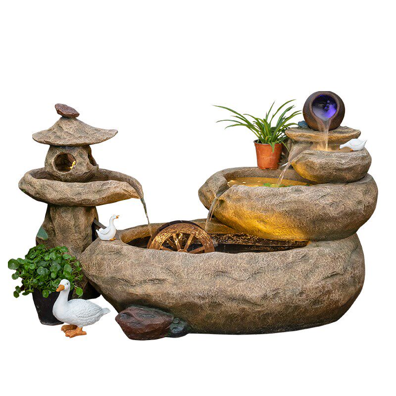田园阳台流水喷泉别墅园水景装饰庭院阳台养鱼池循环水造景,家居饰品,落地摆件,淘宝优惠券,粉丝福利购,淘宝优惠卷