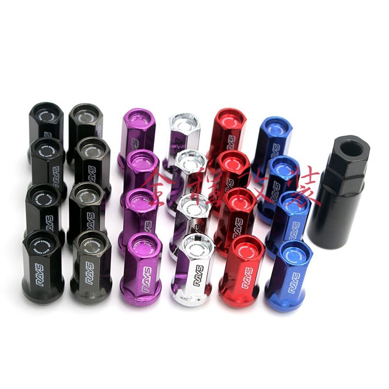 VOLK汽车改装轮毂螺丝 42MM通用锻造钢 加长外六角螺母螺帽20颗装