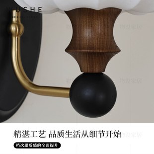 物设法式复古壁灯中古卧室床头灯仿蚕丝客厅背景墙灯过道楼梯灯具