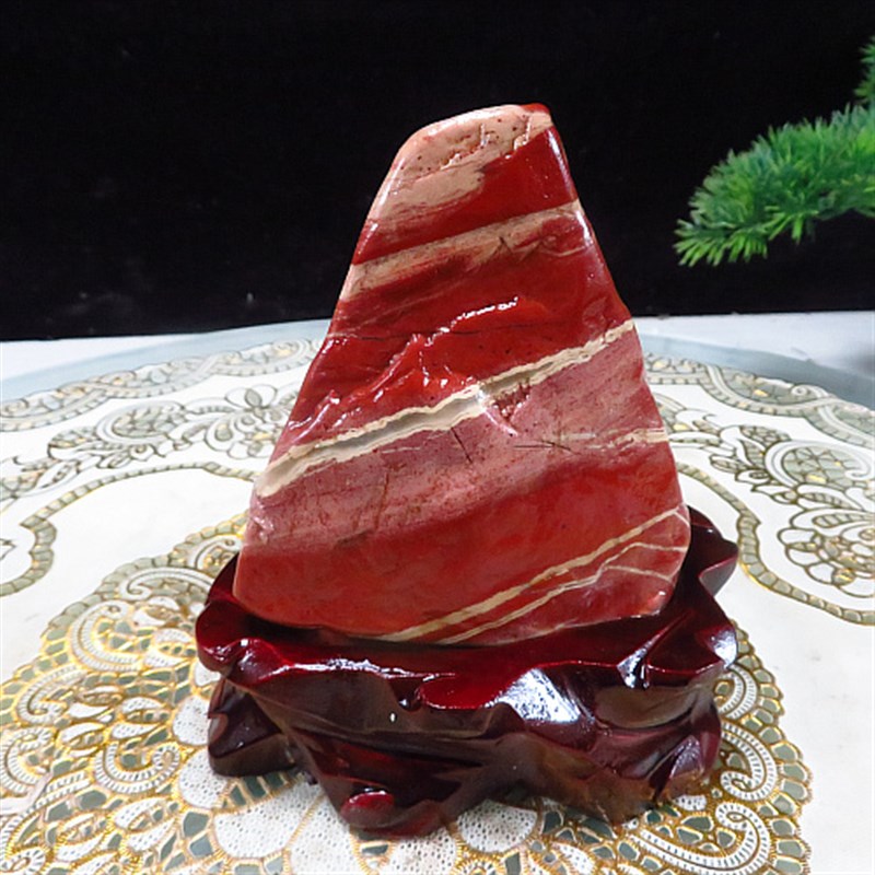 奇石天然南非红碧玉摆件观赏石头鸡血石 泰山靠山石