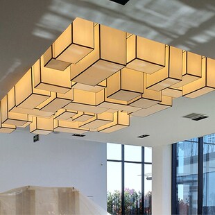 工程国潮餐饮火锅店走道宴会厅菜馆装饰定制长正方形吸顶吊灯