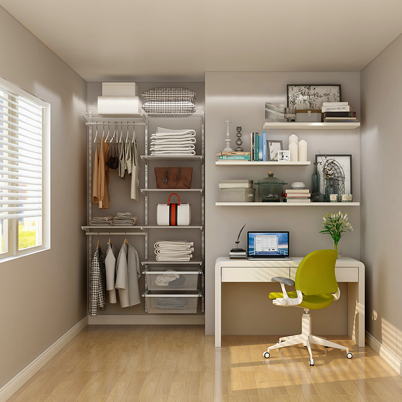 1.2m宽开放步入式衣帽间衣架定做现代简约整体定制小户型金属衣柜