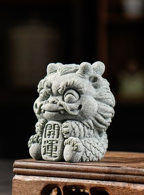 创意可爱瑞兽暴富开运茶宠茶玩摆件国潮麒麟鱼缸造景盆栽桌面装饰