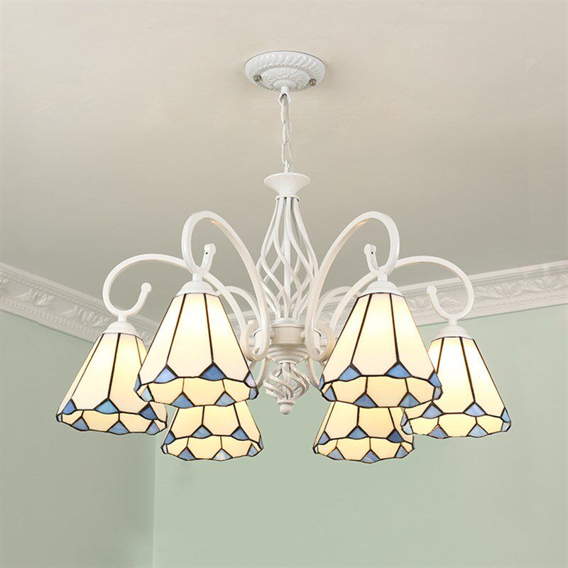 蒂凡尼吊灯地中海田园风格蓝色温馨客厅卧室书房儿童房灯