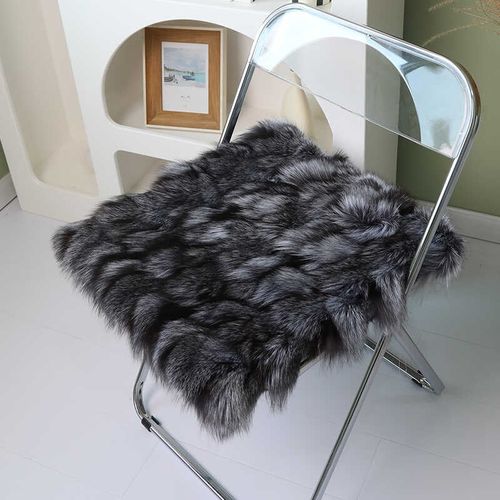 原色皮毛坐垫狐狸毛方形椅垫办公室汽车毛毛垫保暖皮草垫餐椅垫