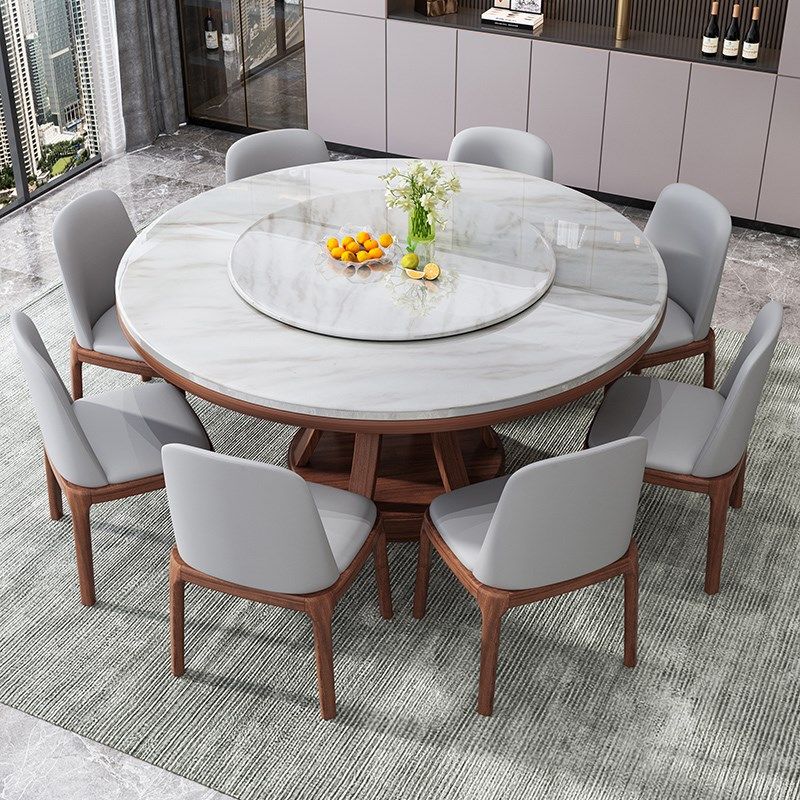 高端大理石餐桌实木岩板餐桌椅家用圆桌电磁炉圆形饭桌子,住宅家具,大理石餐桌,淘宝优惠券,粉丝福利购,淘宝优惠卷