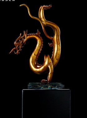 Zoon龙星华夏铜龙饰品客厅书房酒柜办公室桌面创意招商引宝装饰