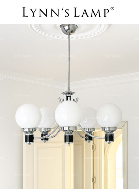 Lynn立意 中古魔豆吊灯 客厅卧室玻璃黑色包豪斯书房复古法式灯