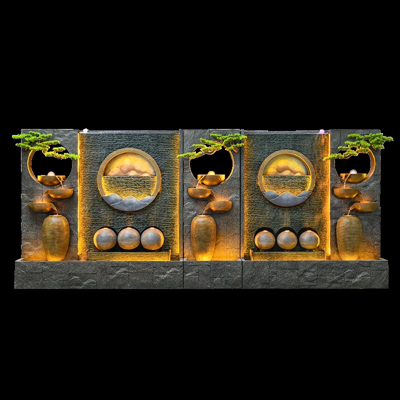 水幕墙流水屏风摆件办公室隔断装饰室内外庭院假山鱼池喷泉造景观