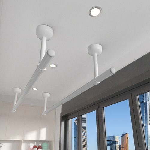 白色阳台晾衣杆顶装固定式凉衣架固定座晾衣架单杆晒衣杆