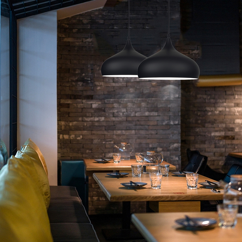 复古工业风格餐厅工程灯个性网咖奶茶店火锅店黑色锅盖小吊灯