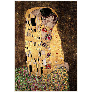 里姆特 吻 抽象艺术装饰画客厅壁画竖玄关画酒店走廊挂画