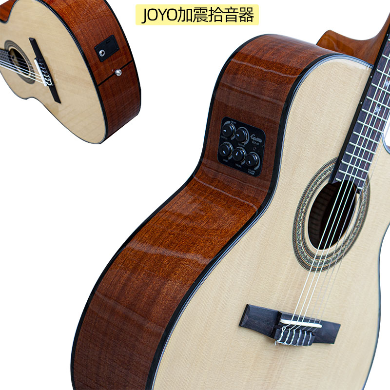 马丁密思跨界寸全单古典吉他2品高端纯手工演奏加振电箱吉他