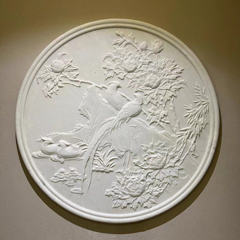 石雕浮雕地雕石头壁画五福字镂空窗花透雕青石板门匾汉白玉影壁墙