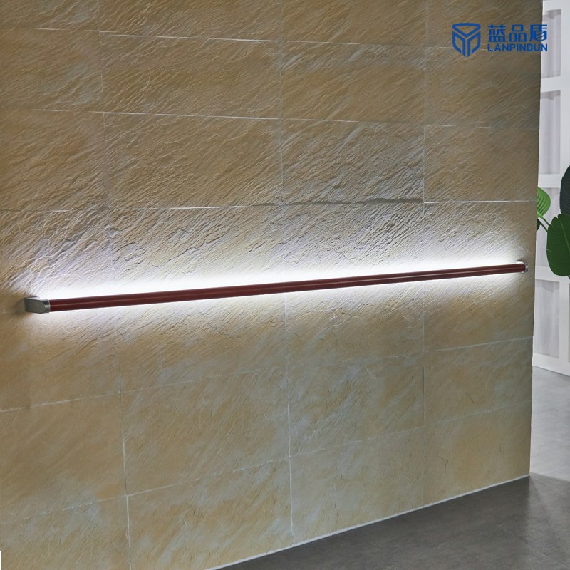 蓝品盾医院走廊扶手铝合金养老院安全扶手实木楼梯过道防撞扶手