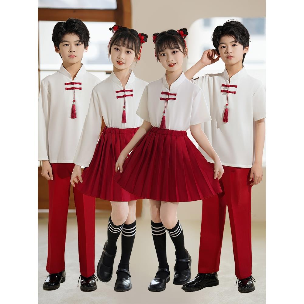 国庆儿童大合唱服诗歌朗诵中国风汉服演出服饰中小学生运动会班服