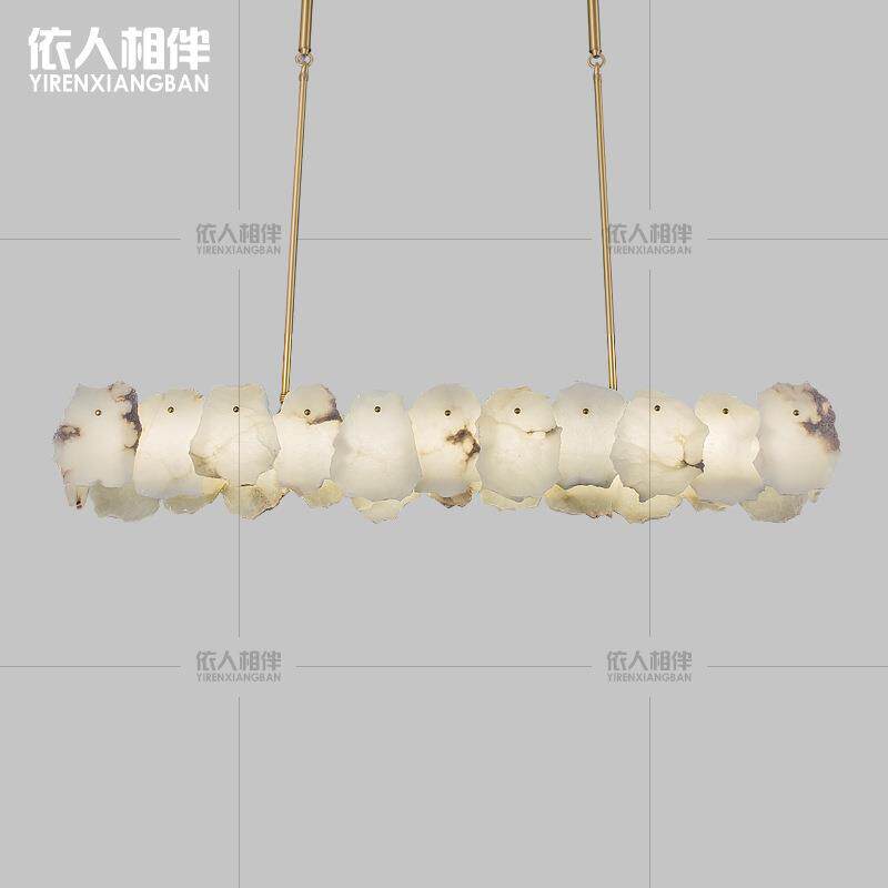 依人相伴 后现代简约云石灯 设计师轻奢餐厅餐桌吧台吊灯书房茶室