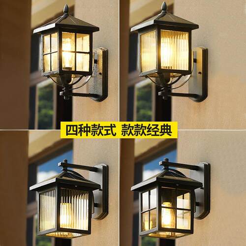 太阳能户外壁灯室外防水阳台灯中式复古别墅花园露台庭院大门墙灯