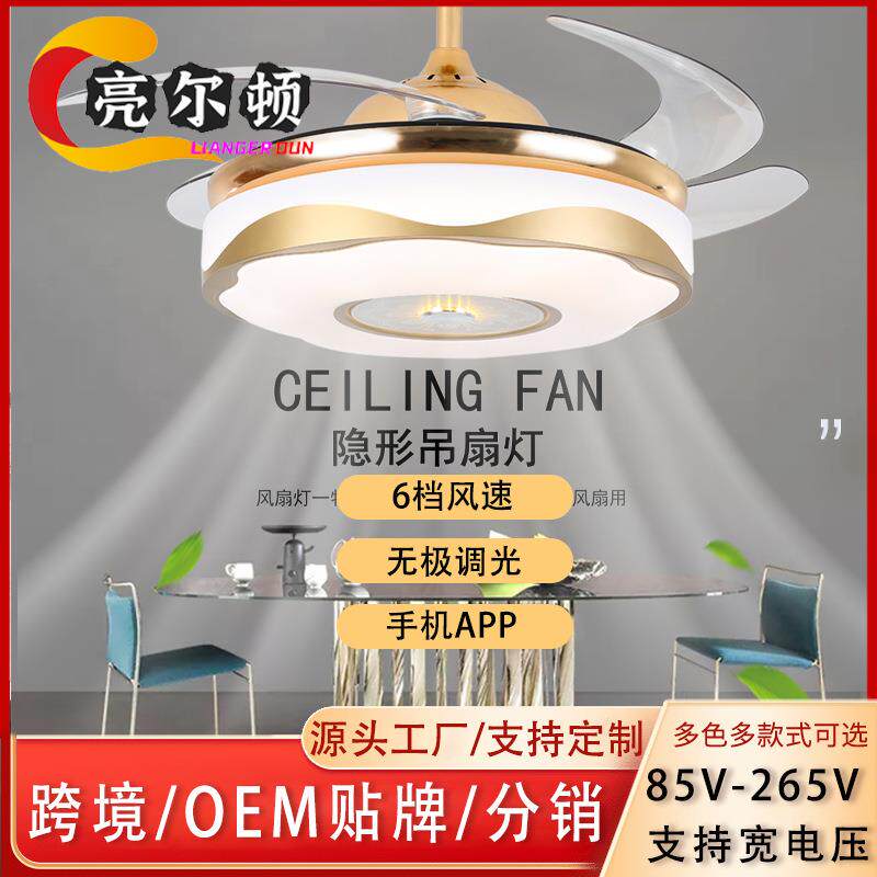 隐形风扇灯吊扇灯客厅餐厅卧室现代简约智能语音电扇灯具风扇吊灯