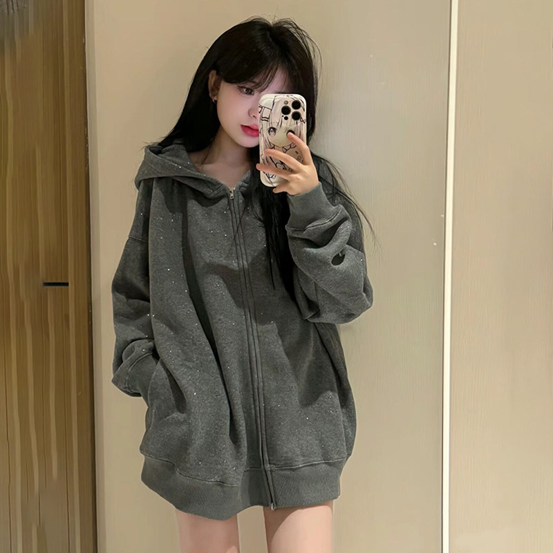 卫衣外套女春装2025新款细闪春季满天星开 春穿搭韩系上衣初春女