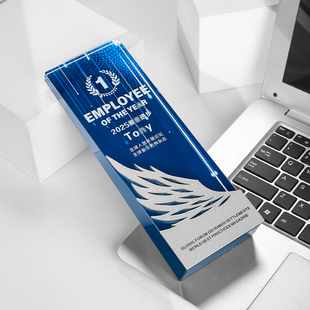 水晶奖杯翅膀金银铜定制员工表彰奖牌企业颁奖纪念品高档创意