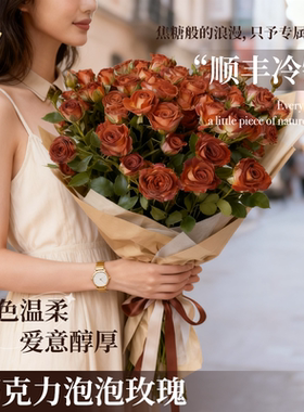 巧克力泡泡玫瑰鲜切花多头鲜花新鲜家用插花送礼生日装饰冷链发货