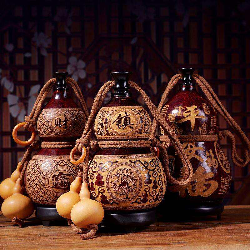 酒壶古代老式装酒纯手工随身天然酒葫芦挂件一斤装大号酒葫芦摆件