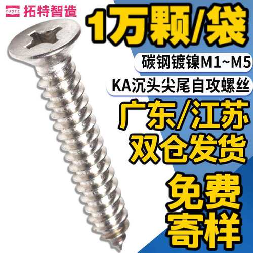 KA镀镍沉头自攻螺丝 塑料壳装配小螺钉 工厂直销M1M2M3.5