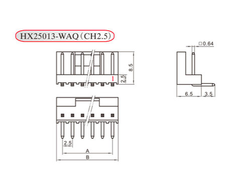 HXH红星接插件CH2.5 弯针座HX25013-2WAQ 3A 4A 5A 6A 7A 8AWAQ