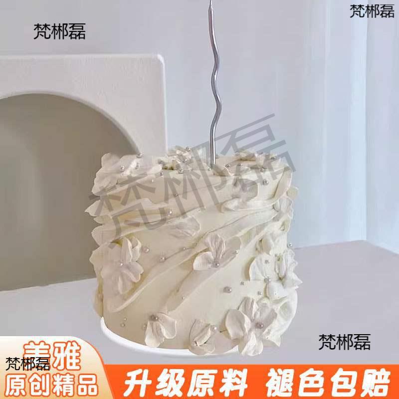2025新款塑胶蛋糕模型网红简约珍珠蜡烛橱窗道具假