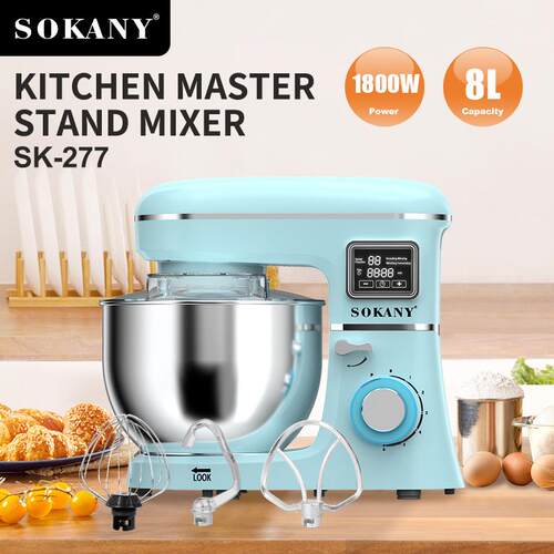 跨境出口SOKANY 277家用多功能大容量厨师机揉面机立式搅拌机8L