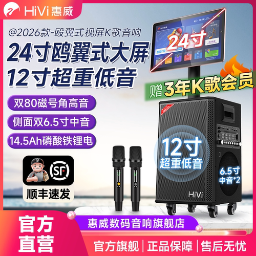 惠威新款MS29鸥翼式折叠屏K歌音响户外KTV大功率移动音响一体机