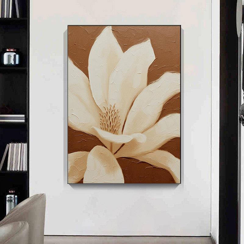 外贸纯手绘油画大副抽象花卉卧室画玄关餐厅客厅装饰画肌理油画