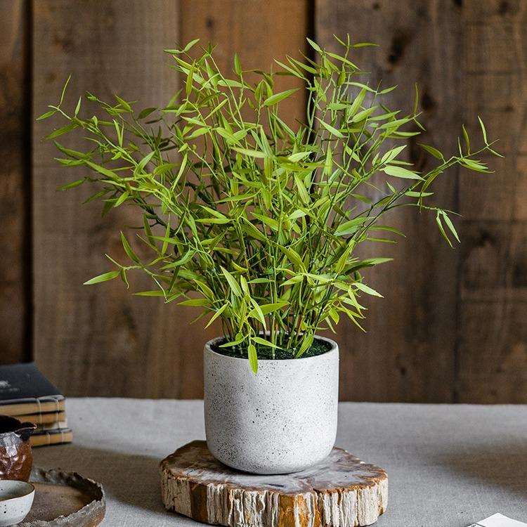 仿真迷你竹叶盆景桌面落地盆栽塑料绿植假花装饰办公客厅家居插花