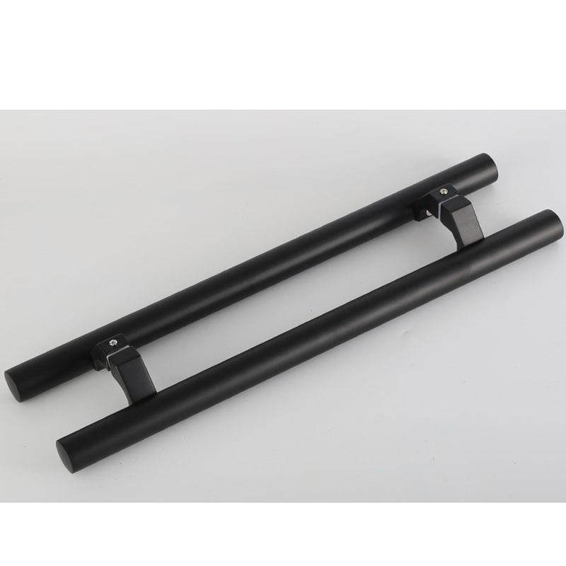 玻璃门拉手不锈钢把手拐脚圆管黑钛玫瑰金黑色斜偏位有框门马蹄脚