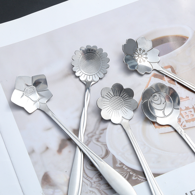 轻奢咖啡勺网红樱花勺冰激凌长柄