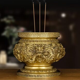 香薰炉香炉仙家用供奉黄铜五摆件家龙财神香炉佛具佑福室内檀香炉