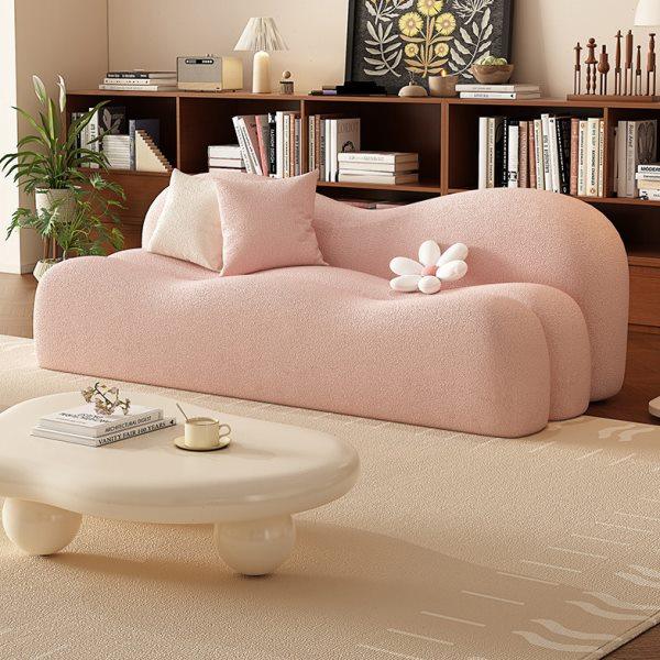新款法式直排沙发奶油风粉色客厅小户型美容院休息区接待创意异形,住宅家具,布艺沙发,淘宝优惠券,粉丝福利购,淘宝优惠卷