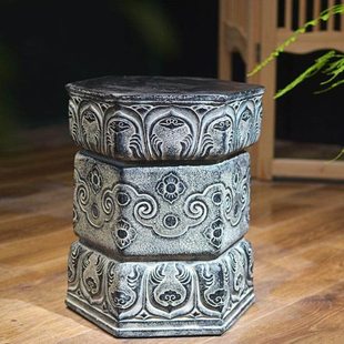 仿石雕门墩圆形柱子庭院别墅院子装饰石凳板凳石鼓墩花园底座摆件