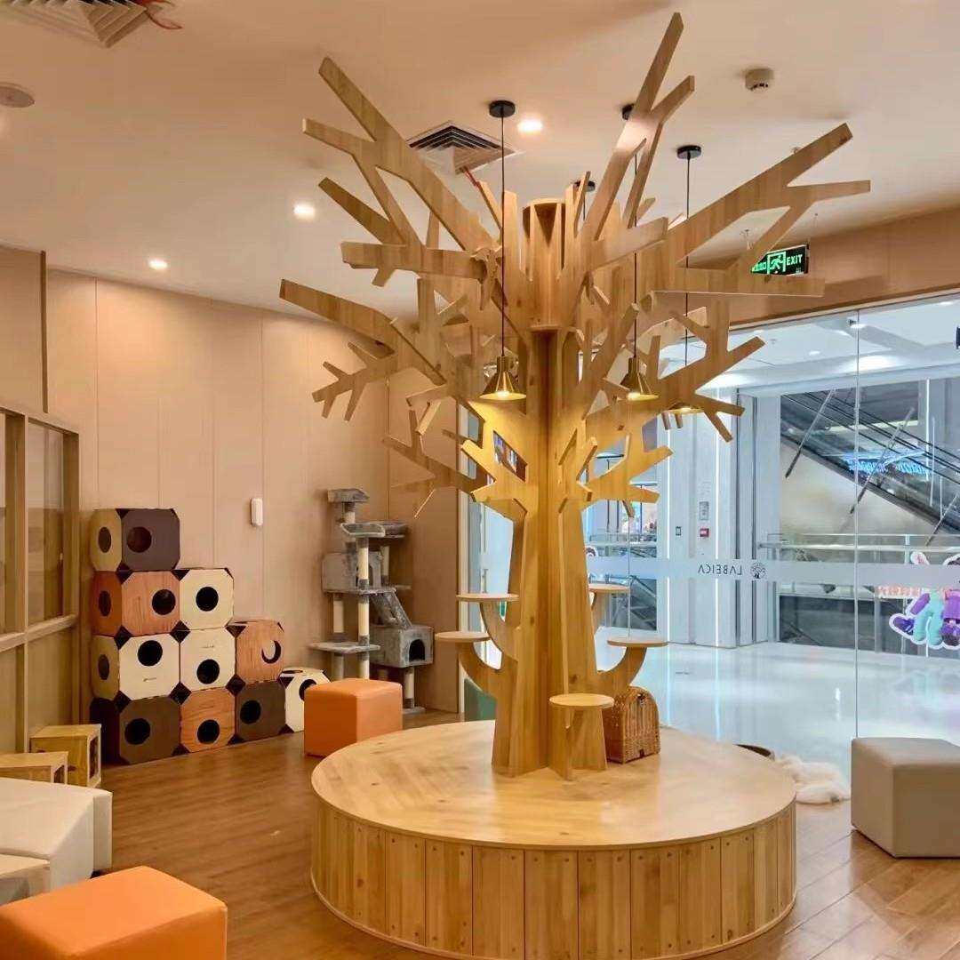 奇可多个性猫爬架简约猫跳台实木树形装饰展示架宠物店落地摆件