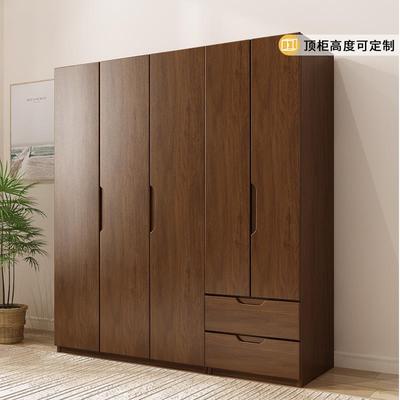 全实木衣柜卧室家用橡木平开门大衣柜北欧衣橱小户型储物柜挂衣柜