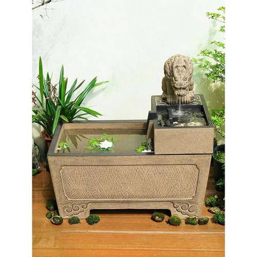 户外庭院鱼池造景落地大水景室外成品鱼缸摆件花园布置水槽景观